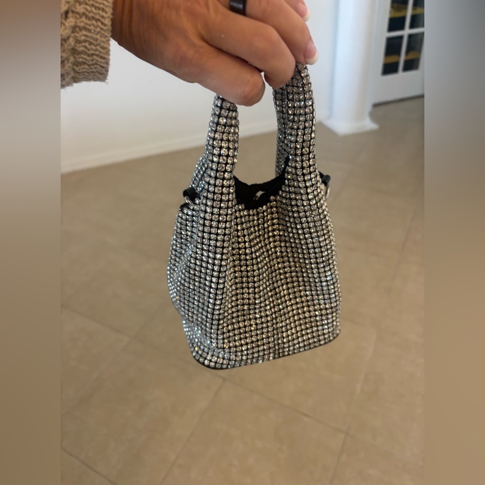 Elegant Silver Rhinestone Evening  Bag. Fits Any Phone .